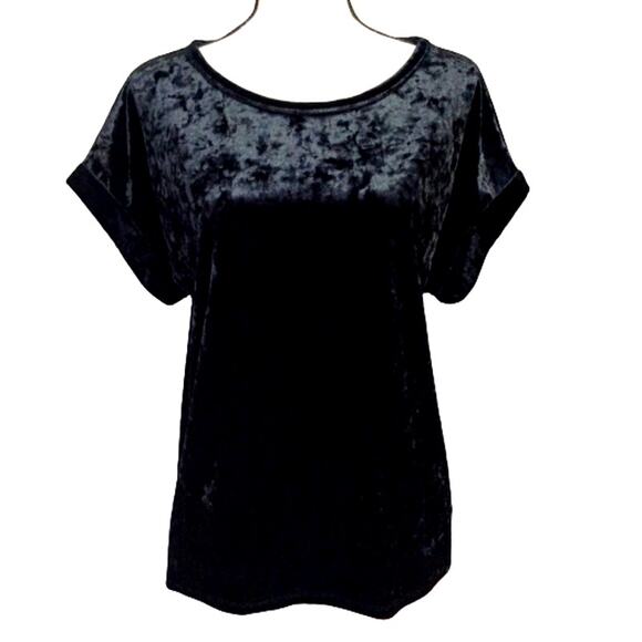 Gap Women's Crushed Velvet Velour Top Shirt Whimsigoth Black Medium Tall New - Picture 1 of 13